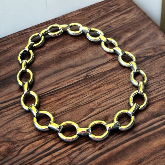 Vintage Gold Tone Curb Chain Link Collar Necklace - Picture 1 of 2